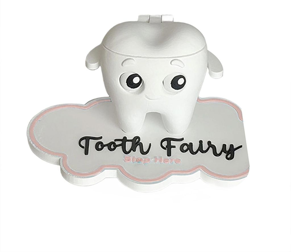 Niedliche, 3D-gedruckte Aufbewahrungsbox in Zahnform für verlorene Zähne – eine süße, weiße Zahnbox zur Erinnerung an den ersten verlorenen ...
