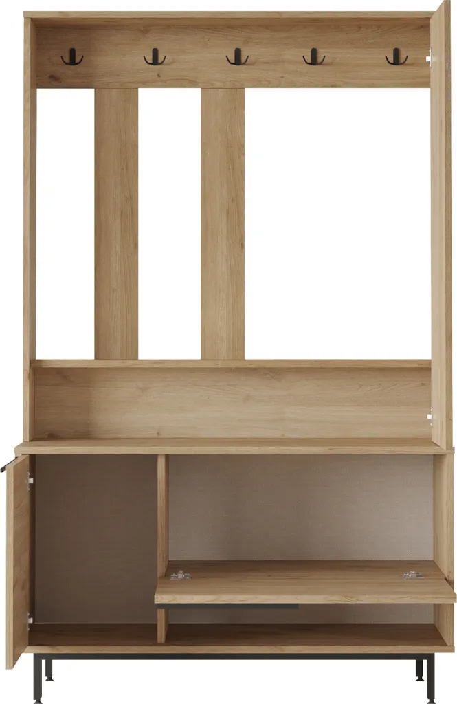 Vestiaire design en rotin et bois de chêne Kvænangen format compact - 5