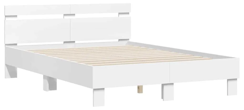 Lit double 140x190 blanc vidaXL avec LED et tête de lit en aggloméré