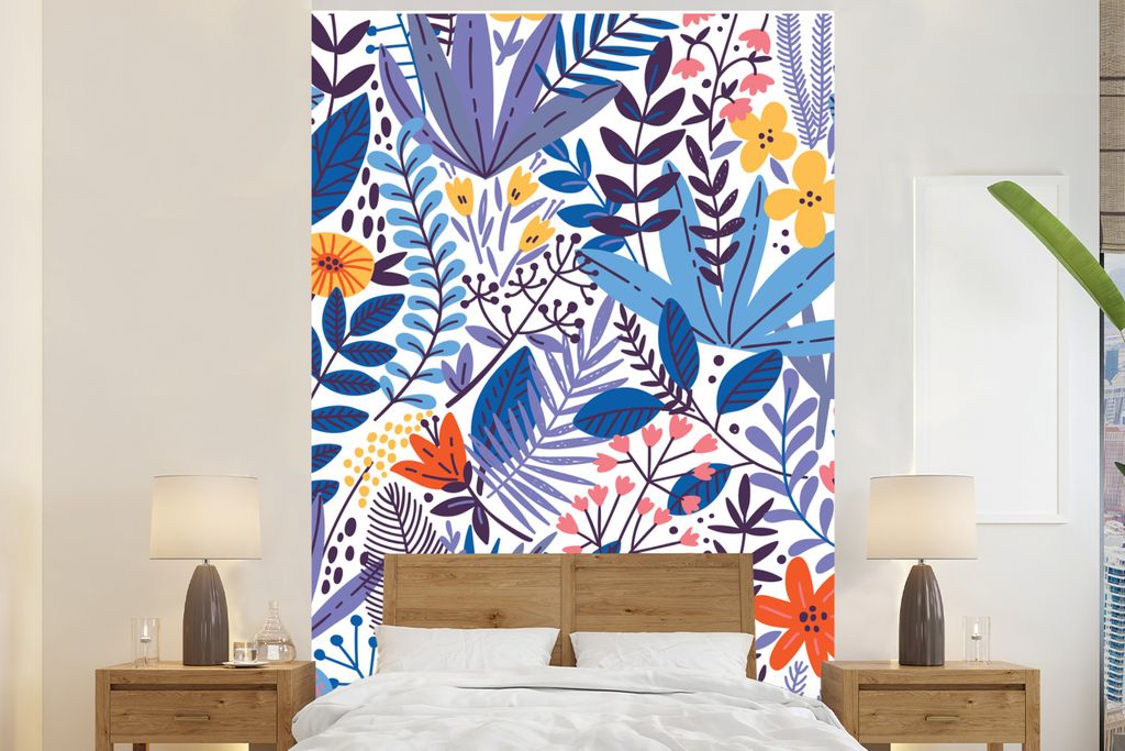 MuchoWow Fototapete für Wohnzimmer oder Schlafzimmer Wandtapete Vinyl Motivtapete Sommerzeit - Natur - Muster - 160x240 cm - Vinyltapete