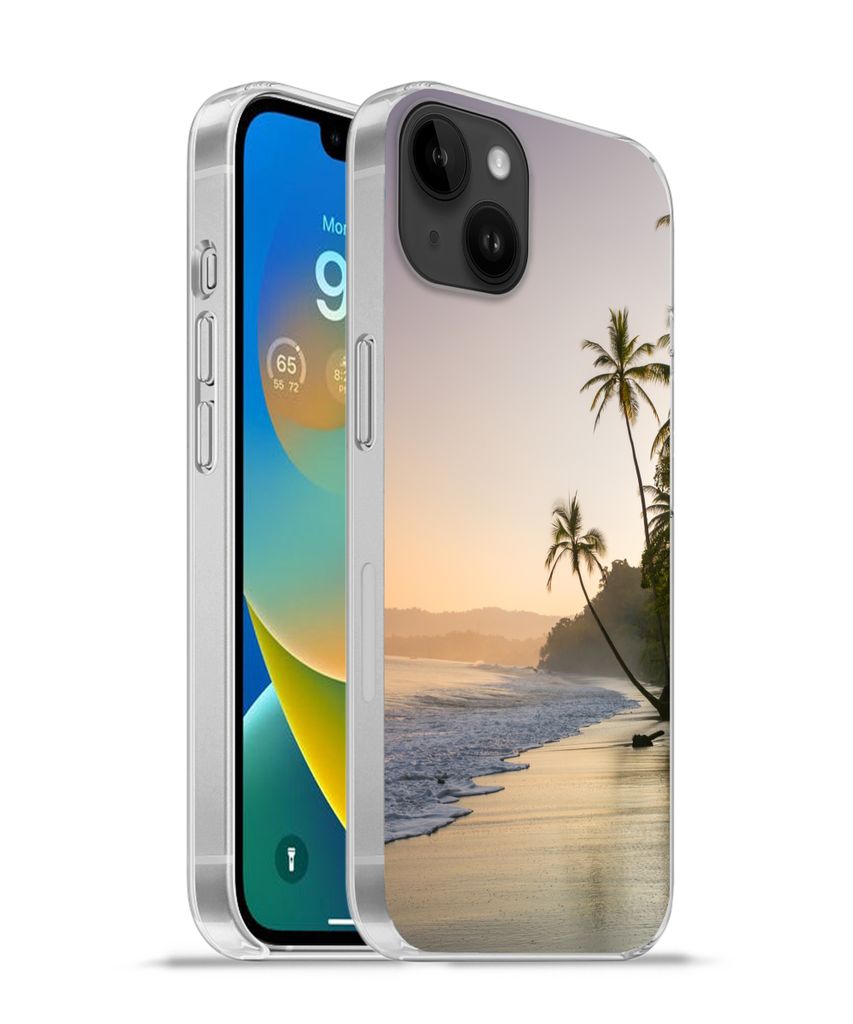 MuchoWow Handyhülle Schutzhülle Hülle für Apple iPhone 14 Plus - Soft case Strand - Meer - Palme Silikon Softcase Handy Hülle - Abbildung