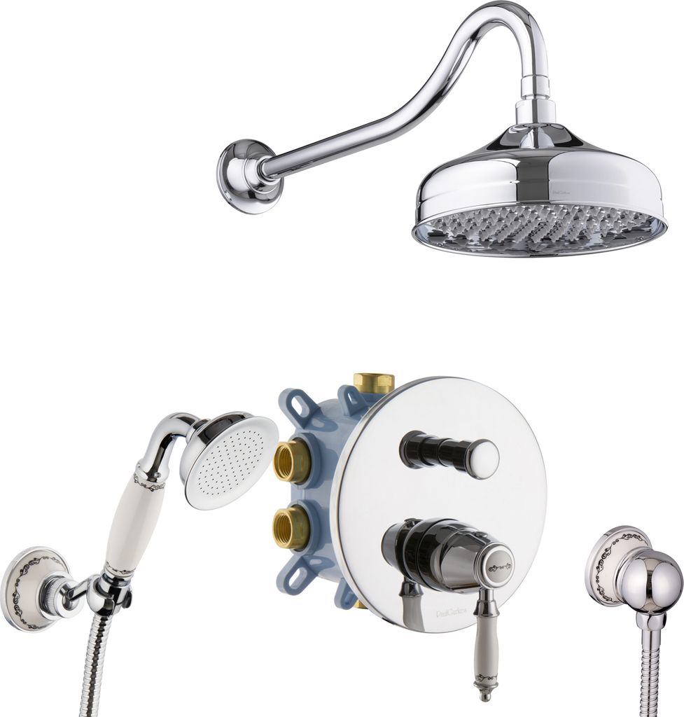 PaulGurkes Dusch-Set Unterputz Nostalgie Retro Antik- Dusche Keramik Duschsystem