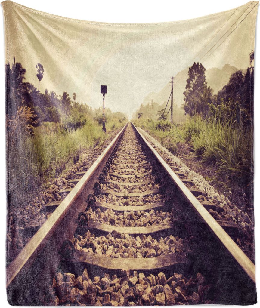 ABAKUHAUS Schienen Weich Flanell Fleece Decke, Vintage ländliche Eisenbahn, Gemütlicher Plüsch für den Innen- und Außenbereich, 125 x 175 cm, ...
