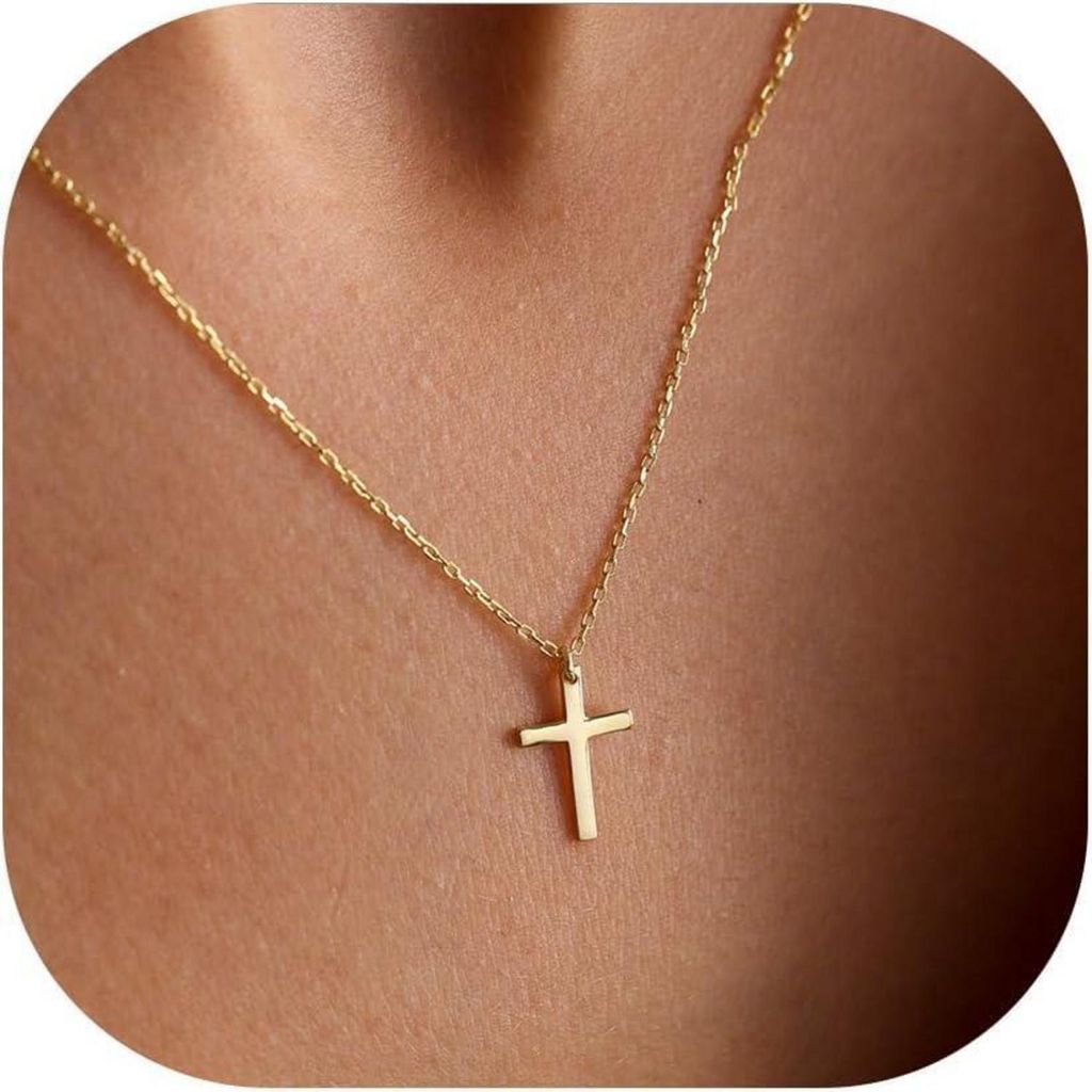TINGN Croix chaîne d'or Layered dames 14K collier plaqué or Image du produit 