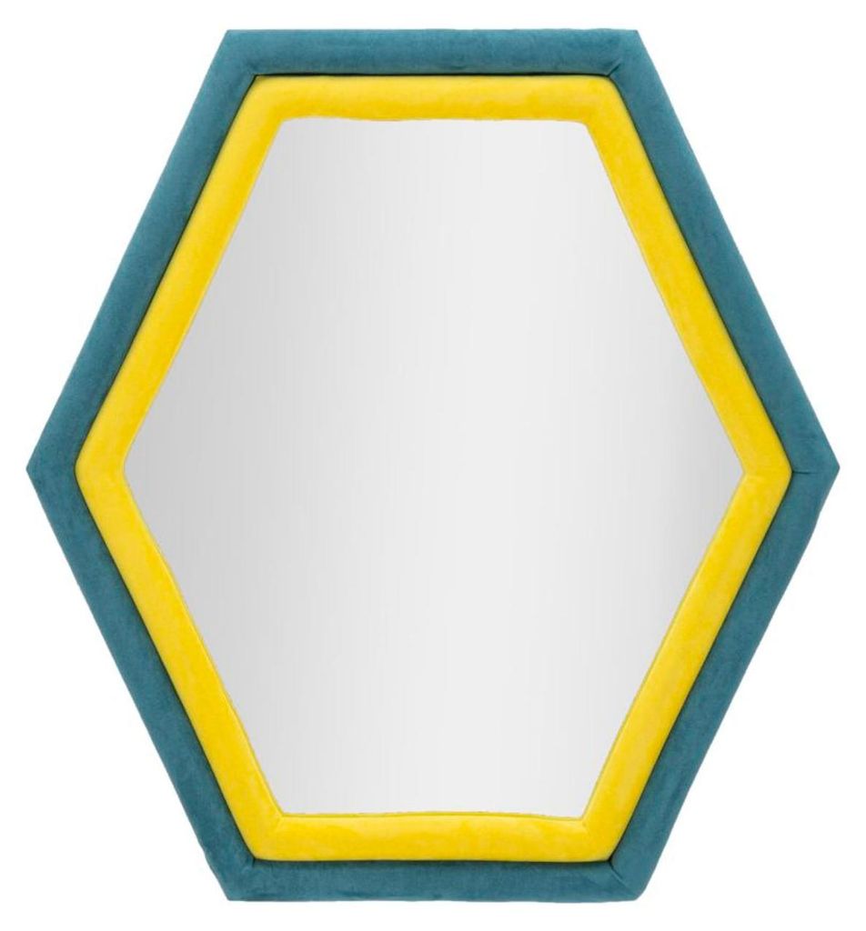 Wall Mirror Tony Blue/Yellow Velvet Cm 75X4X80 Produktbild 