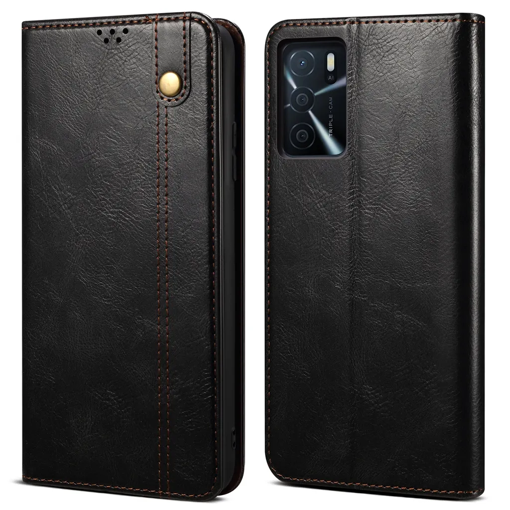 Custodia Con Portafoglio E Cinturino Per Oppo A16 – Motivo Foglie Marrone – Cover A Libro Con Supporto E Chiusura Magnetica - 3