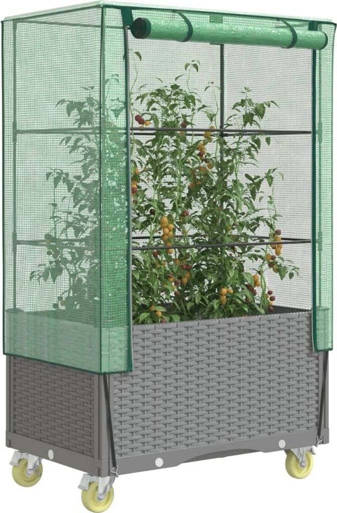 Maison Exclusive - Hochbeet mit Aufsatz und Rollen Rattan-Optik 80x50x182 cm
