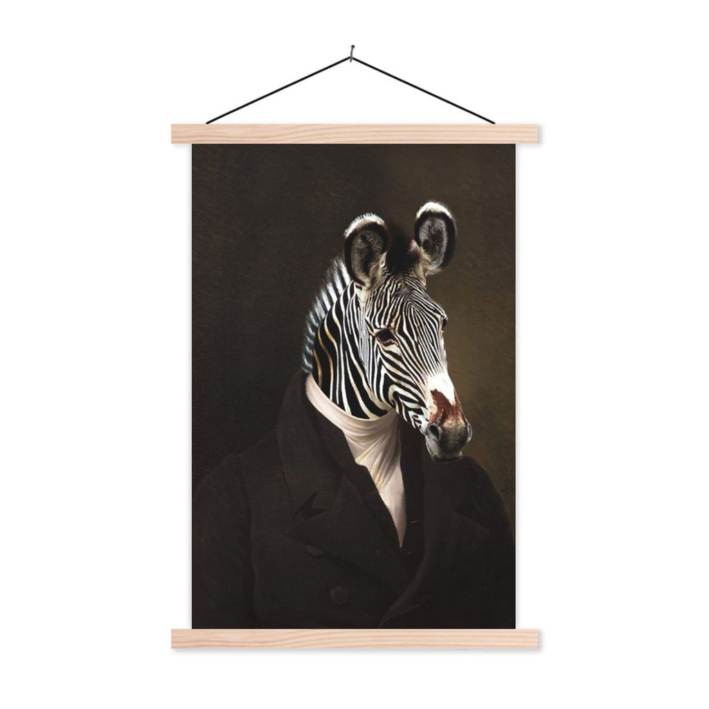 MuchoWow Textilposter Alte Meister - Ölgemälde - Zebra 40x60 cm mit holzfarbenen Rahmen - Poster