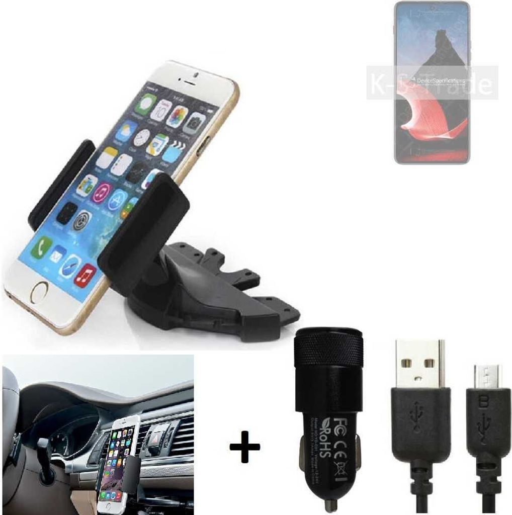 TOP SET K-S-Trade Autohalterung kompatibel mit Motorola ThinkPhone CD Schlitz Halterung KFZ-Halter Radio Handy Halterung 360° drehbar DVD-Schacht
