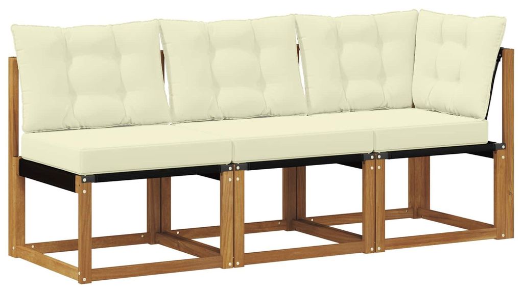 vidaXL Outdoor Mittel- und Ecksofa mit Kissen 3 Stück Natur Produktbild 