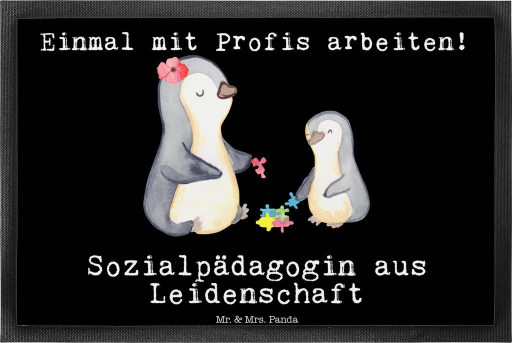 Mr. & Mrs. Panda fußmatte Sozialpädagogin Leidenschaft 40 x 60 cm - Schwarz - Geschenk, Schmutzmatte, teppichmatte, Schmutzfänger, bodenmatte, S...