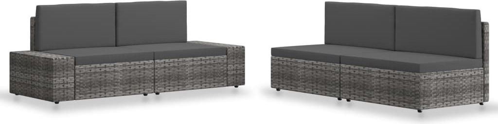 4-tlg. Garten-Lounge-Set Poly Rattan Grau , Gartenmöbel-Sets Design 2024