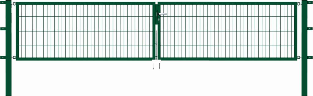 Alberts Doppeltor Flexo mit Zubehör, zum Einbetonieren, grün, Breite 400 cm, Höhe 80 cm