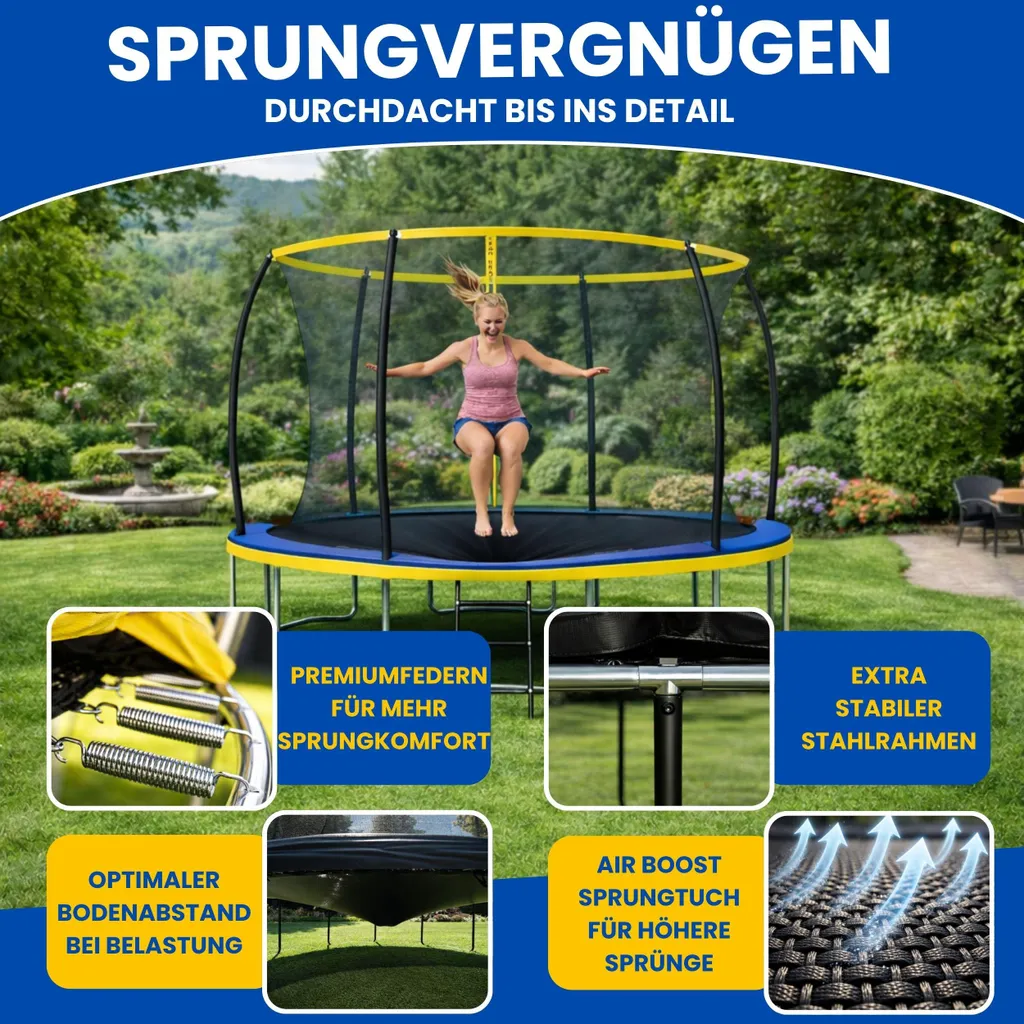 Trampoline 305 cm Stable et Sûr Zero Gravity : Sécurité Maximale 120kg