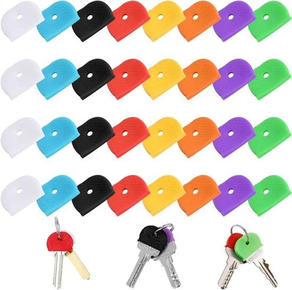 Lot de 32 caches pour clés en caoutchouc colorés pour identification
