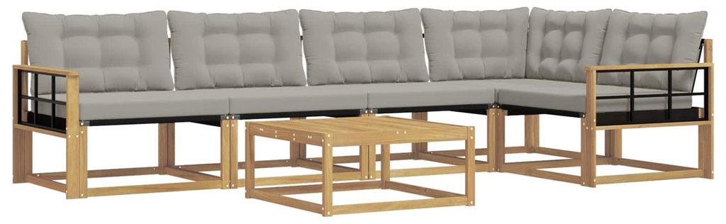 vidaXL Outdoor-Sofagarnitur 6 pcs Weiß und Hellgrau 79 x 79 x 37 cm