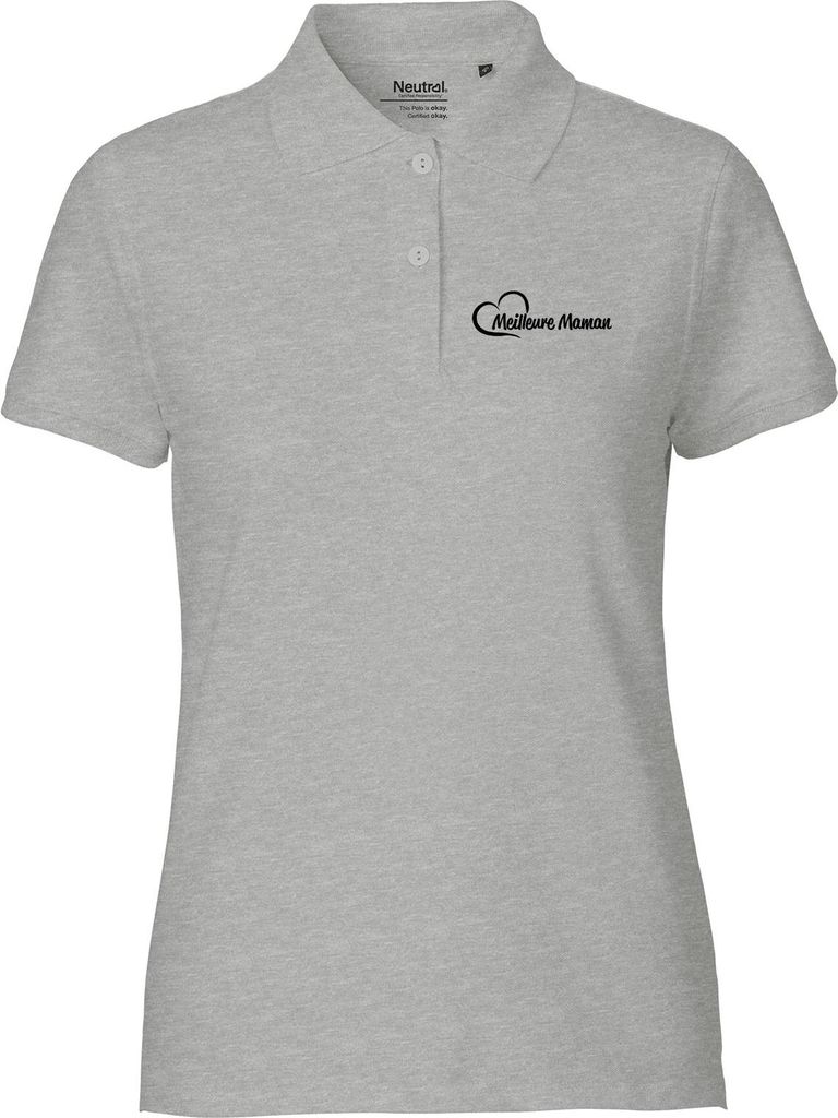 Huuraa Damen Polo Shirt Meilleure Maman Cœur XXL Sport Grey Bio Baumwolle Fairtrade Poloshirt Geschenkidee