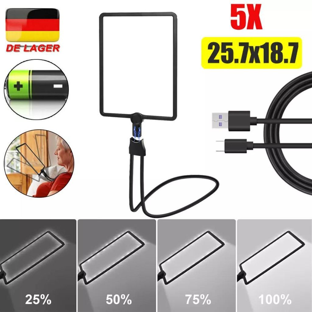 5x Fach 50 LED Leselupe Lesehilfe Lupe Vergrößerungsglas Zeitungslupe mit Licht
