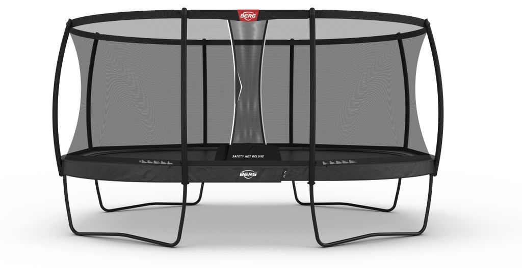 BERG Trampolin oval Grand Elite Regular 520 grau + Safety Net Deluxe Airflow pro