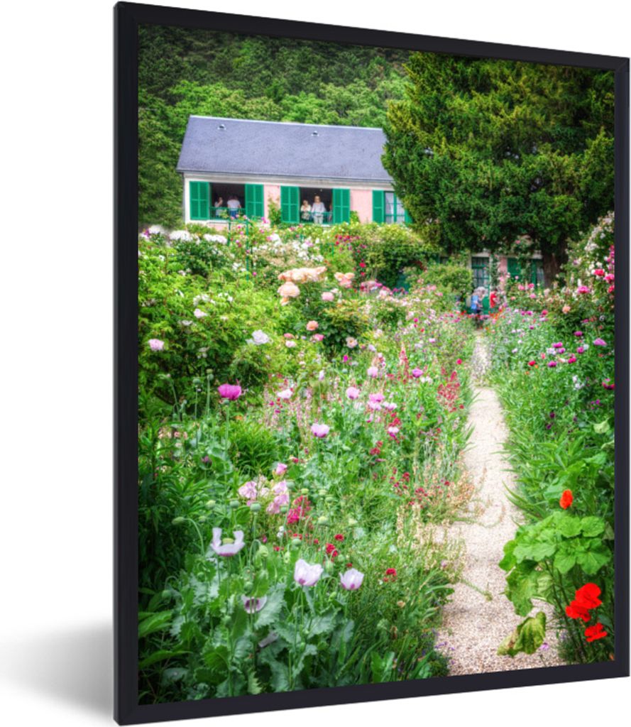 MuchoWow MuchoWow Gerahmtes Poster Weg zum Bauernhaus mit Türen im Garten von Monet in Frankreich 30x40 cm - Poster mit zchwarzem Bilderrahmen...