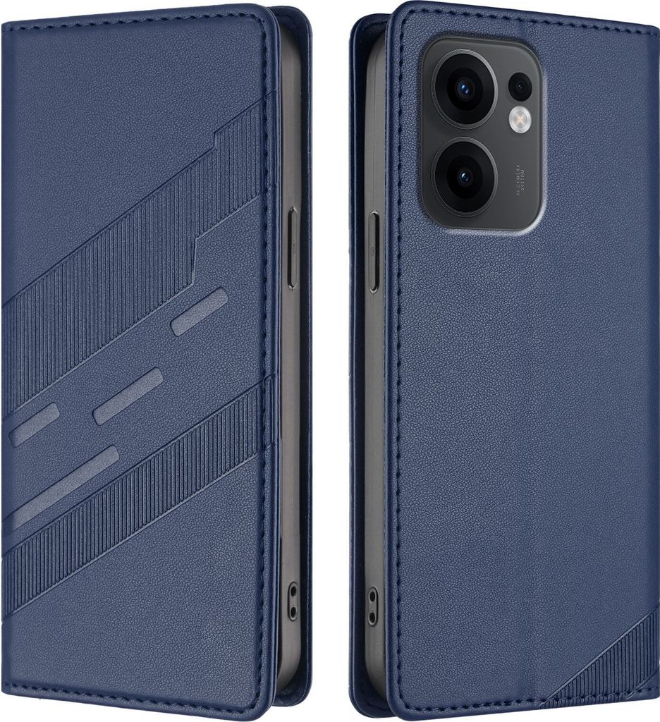 Hülle für Oppo Reno13 F 5G/Reno13 F 4G, Kunstleder Brieftaschen Handyhülle mit Kartenfach und Standfunktion Blau
