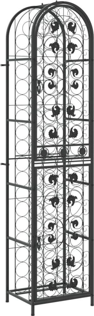 vidaXL Weinregal für 73 Flaschen Schwarz 45x36x200 cm Schmiedeeisen