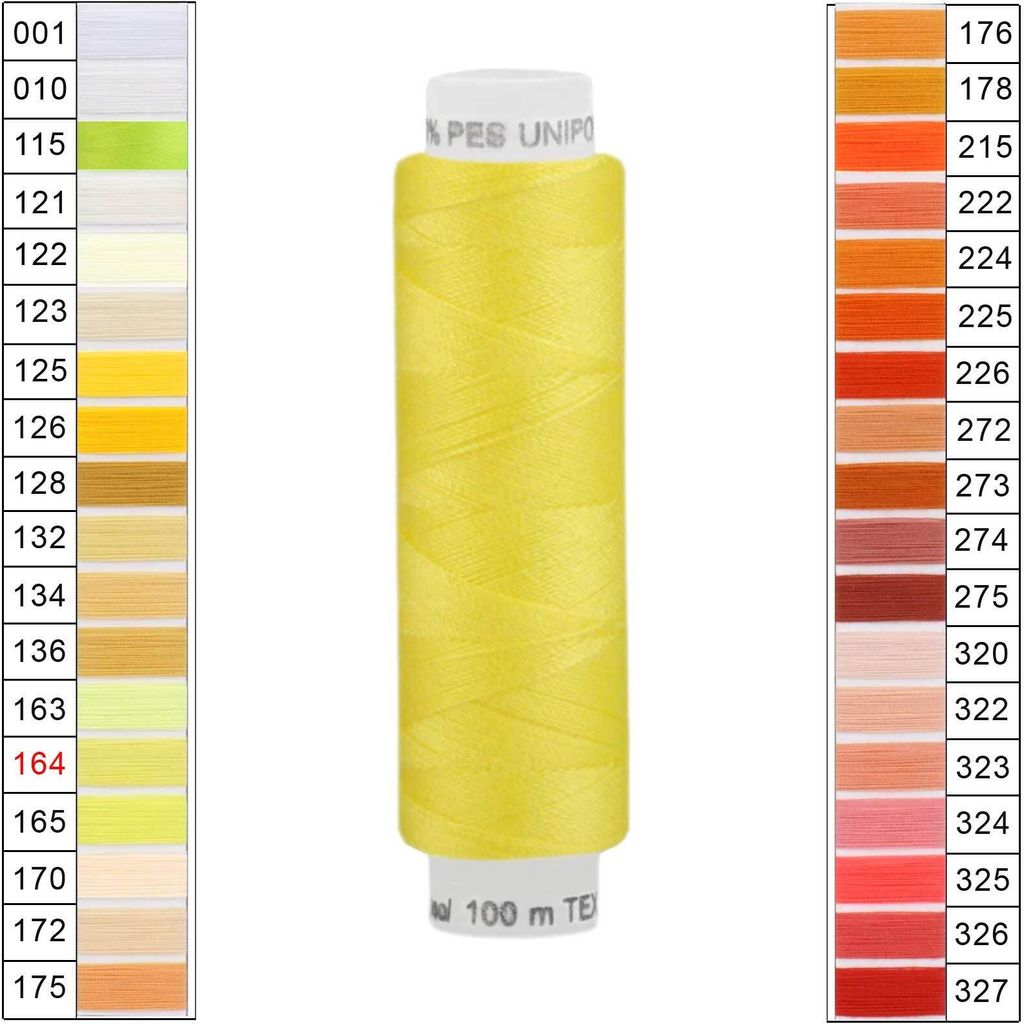 Nähgarn 100m Unipoly 120 Tex14x2 Polyester Nähfaden Nähmaschinengarn Farben 1v6 , Farbe:164