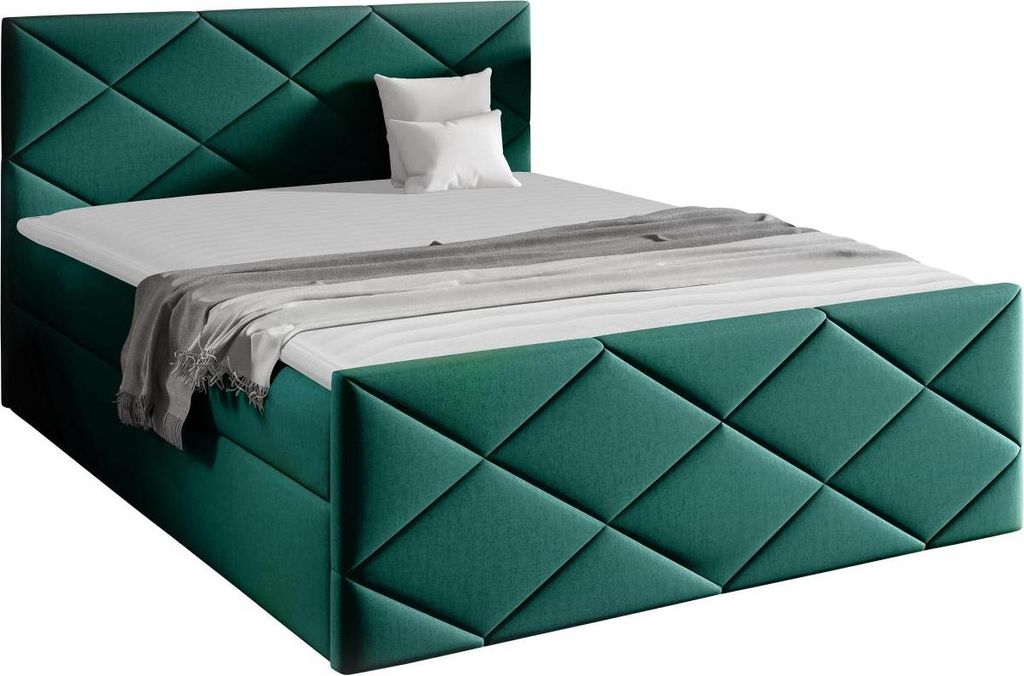MIRJAN24 Boxspringbett Herkules, Ehebett mit zwei Bettkästen, Doppelbett, Stilvoll Schlafzimmer (Kameleon 37, Größe: 160x200 cm)
