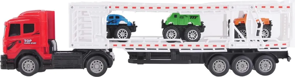 Camion télécommandé multifonction avec 3 véhicules de course de 30 cm