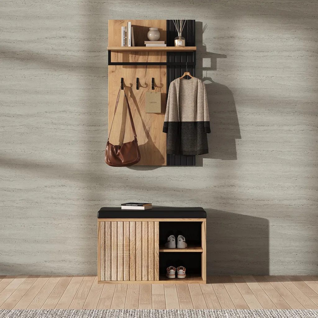 Scarpiera Design Fliek Nera: Panca da Ingresso Multifunzione 146cm