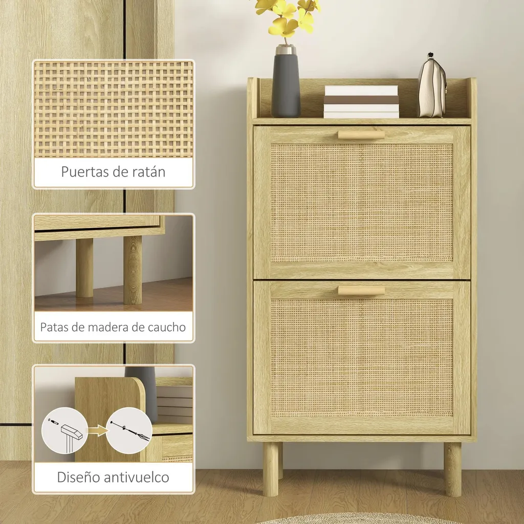 Armoire à chaussures chêne 2 compartiments 80 x 24,5 x 110 cm robuste