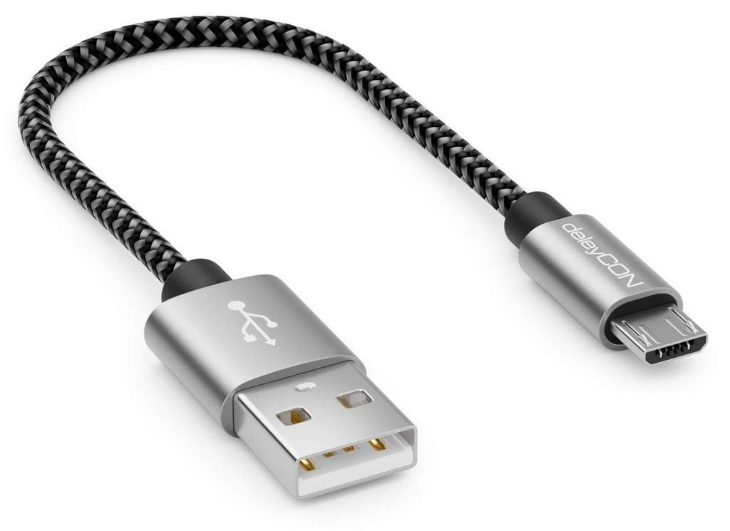 deleyCON 0,15m Nylon Micro USB Kabel Ladekabel Datenkabel Produktbild 