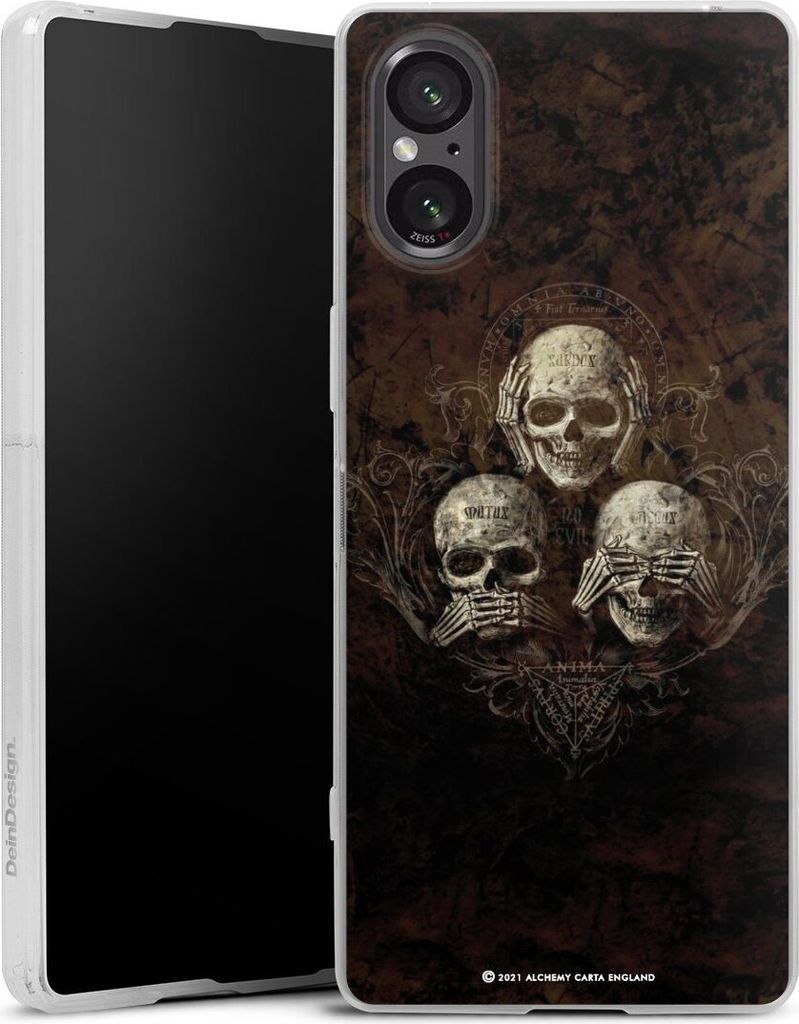 DeinDesign Slim Hülle für Sony Xperia 5 V Silikon Case Ultra Dünn Handyhülle Art Gothic Totenköpfe