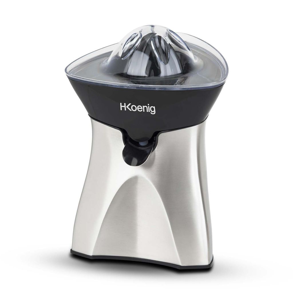 H.Koenig AGR60 Zitruspresse elektrisch / 2 Presskegel / Tropfstopp / 60 W / Edelstahl / silber