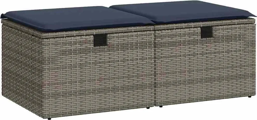 Set Divani Giardino vidaXL Poly Rattan Grigio con Cuscini Soft