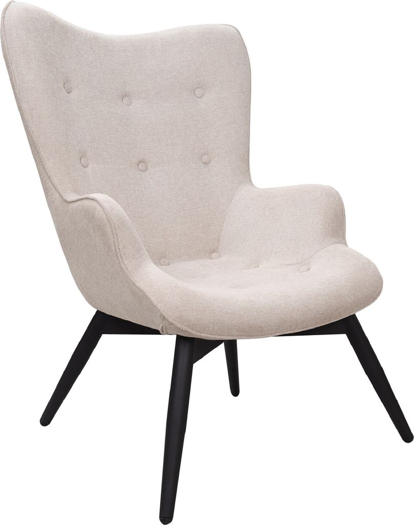 SalesFever Polstersessel | Bezug Strukturstoff | Gestell Metall schwarz | B 80 x T 99 x H 92 cm | beige