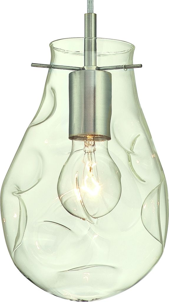 Pendelleuchte Nickel gebürstet mit eingebuchtetem Glas für 1 Lichtquelle