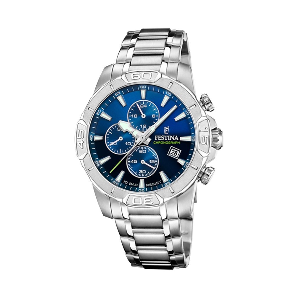 Festina Herren Uhr Chronograph F20704/4 Silber, Blau, Schwarz