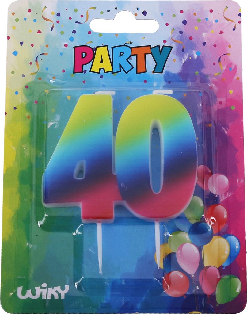 Partykerze Nummer 40 Regenbogen