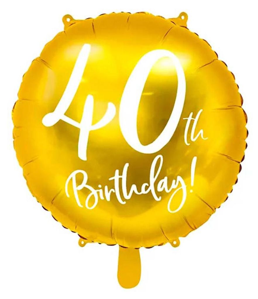 Folienballon mit Schrift 40th Birthday 45cm gold Produktbild 