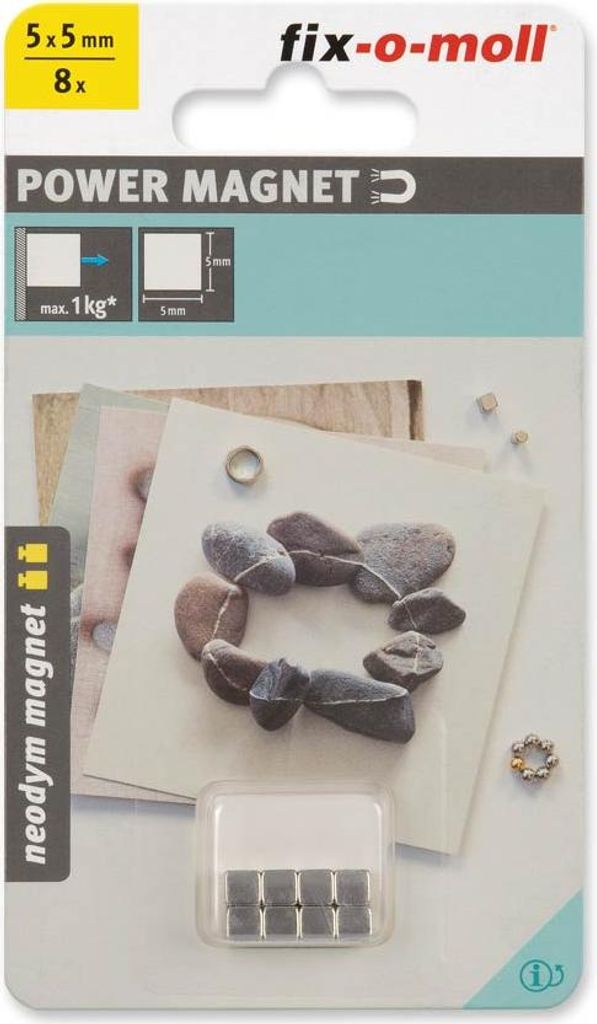 fix-o-moll Neodym Magnete Würfel 5mm silber Produktbild 
