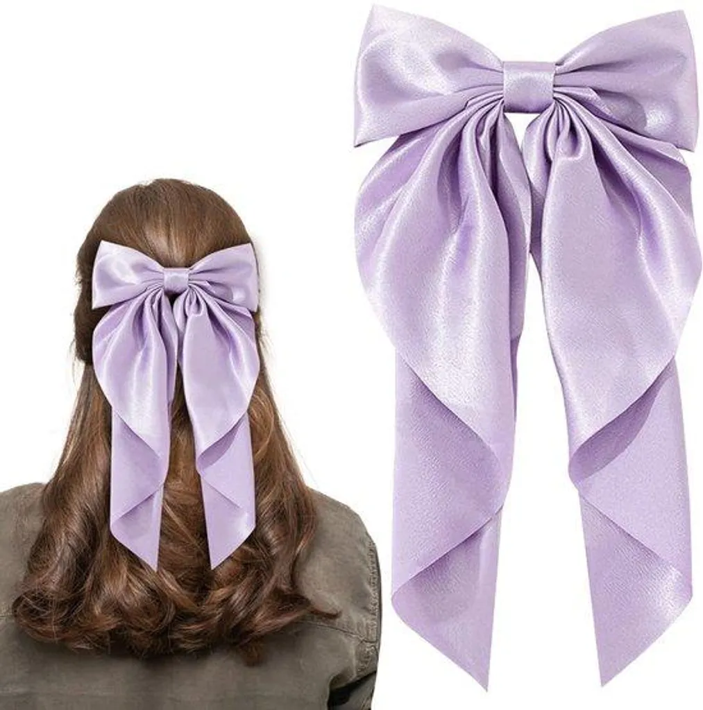 Barrette nœud violet pour mariage et cérémonie accessoire cheveux chic