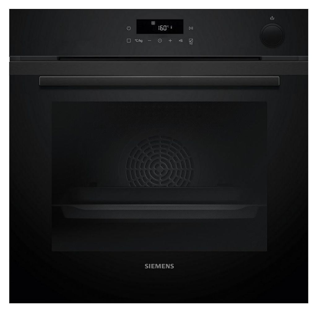 Siemens iQ300, Einbau-Backofen mit Dampfunterstützung, 60 x 60 cm, Deep black inox HR232GEB3 Frontansicht geschlossen