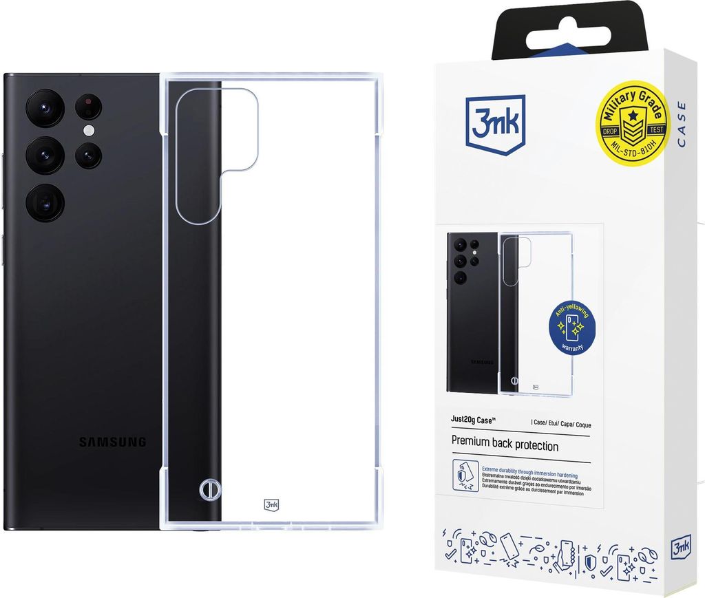 3mk Schutzhülle Just20g Clear Case Cover für Samsung Galaxy S22 Ultra 5G transparent Backcover