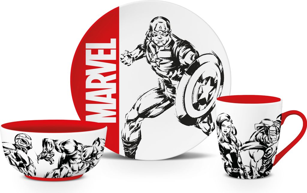Zestaw naczyń Marvel - Logo (kubek, miska i talerz) Zdjęcie produktu 