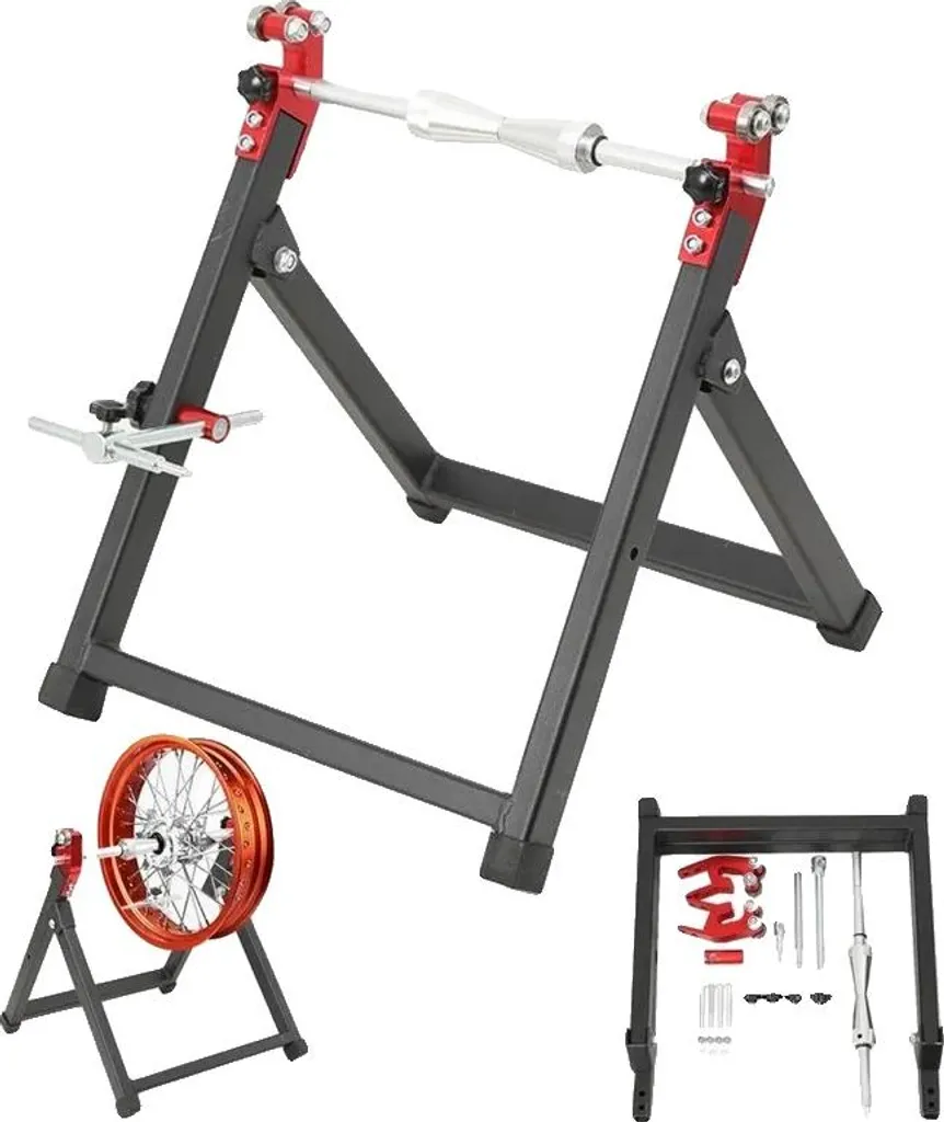 Équilibreuse de roue moto en acier 34x37x39 cm pour jantes jusqu'à 23"