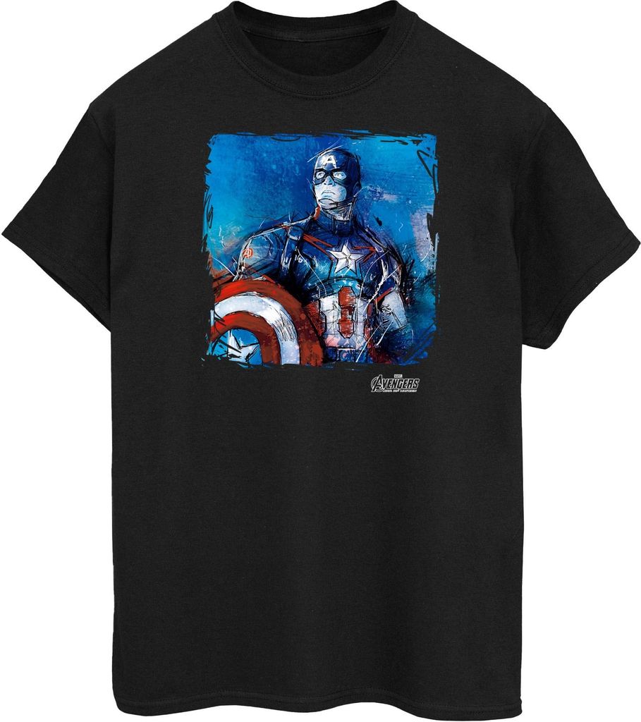 Captain America - T-Shirt für Herren BI447 (XXL) (Schwarz)