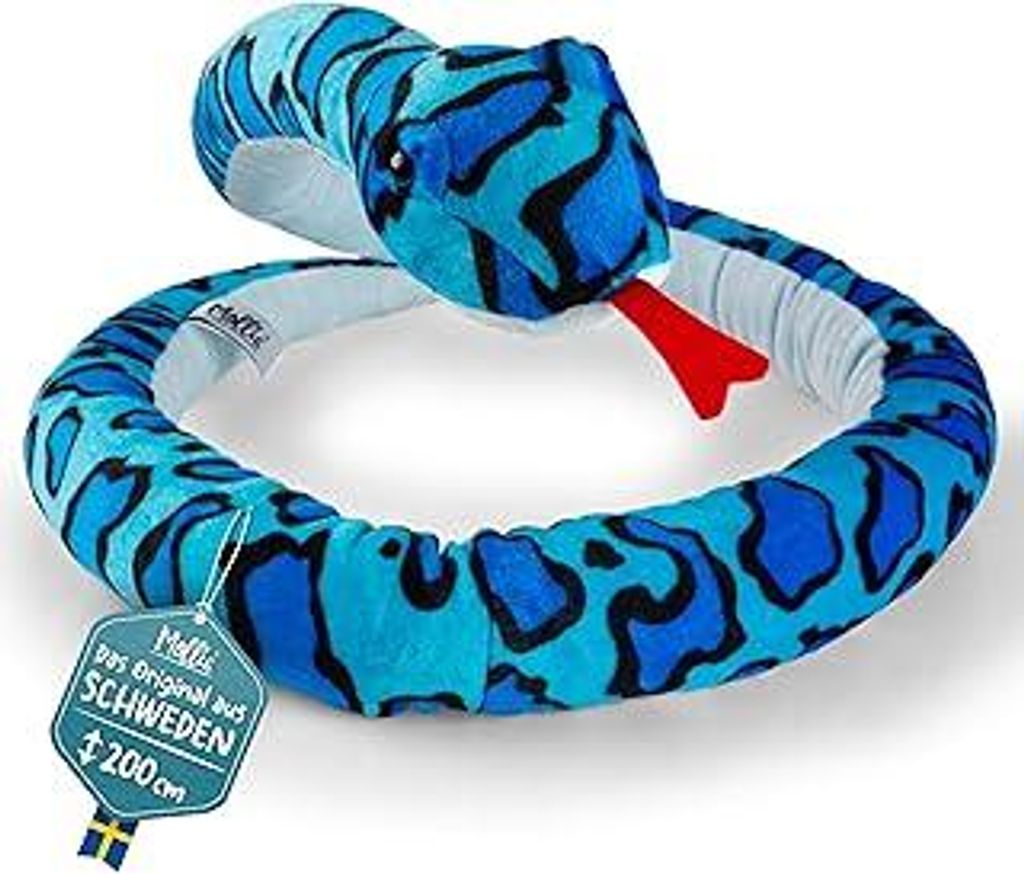 Mollis Kuscheltier - Kuschelschlange - 200 cm - Plüschtier-Schlange - Kinder-Kuscheltier - weiches Stofftier für Kinder und Babys (Blau)