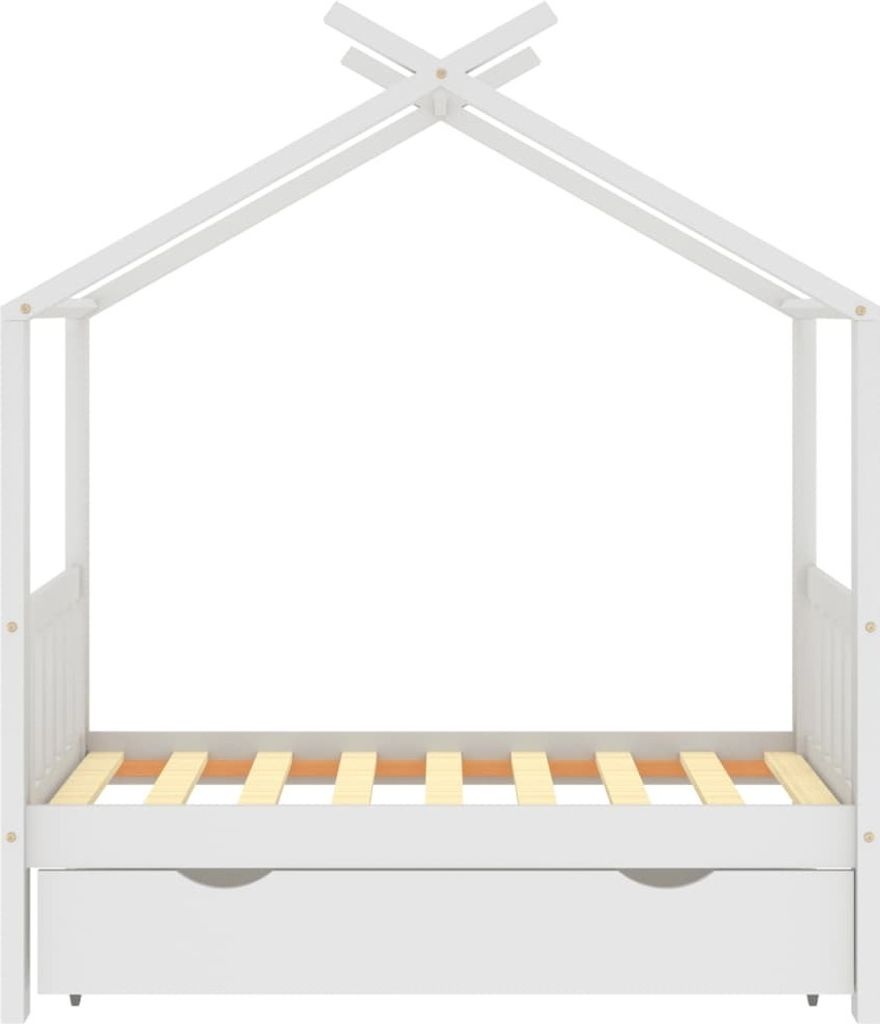 "2026 Aktion"Kinderbett - CLORIS - Jugendbett eleganten Design - mit Schublade Weiß Massivholz Kiefer 70x140 cm - DEMöbel3791812