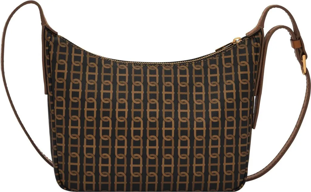 Sac Bandoulière Femme en Cuir Cecilia Fossil Marron avec Zip Supérieur
